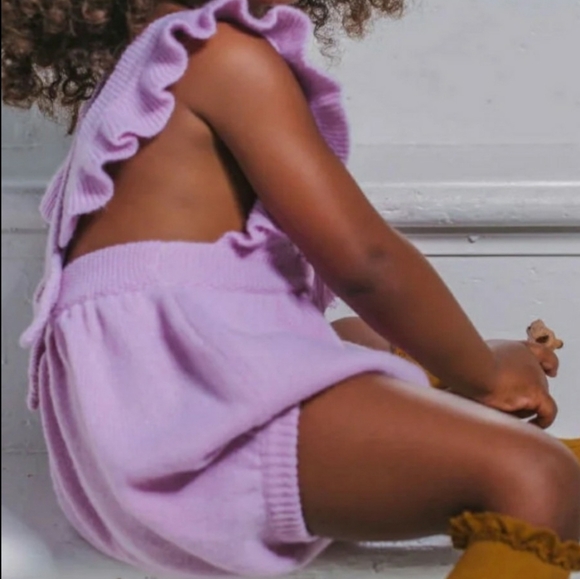 Cashmere 4 Ply Ruffle Romper Adjustable Straps Luxury Cottagecore Bloomers 18-24 - Picture 5 of 15